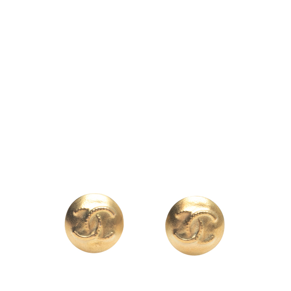 Pre-Loved Chanel CC Gold Plated Round Clip on Earrings - Picture 1 of 3